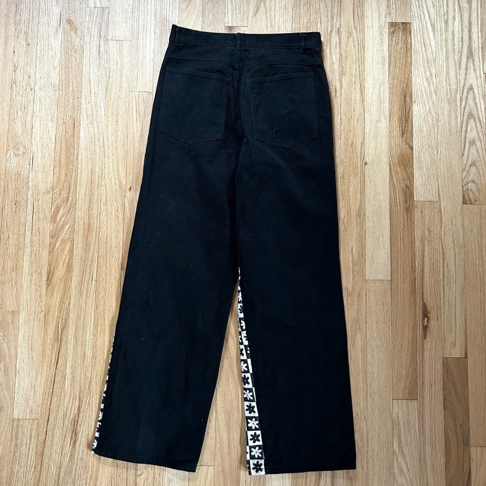 LISA SAYS GAH robyn wide leg high rise jeans black daisy check size 30 - Picture 13 of 13